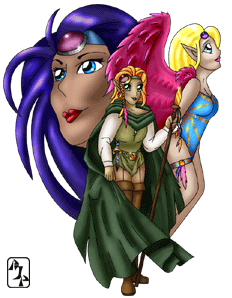 Oni, Elin and Aura, Guardians of Elves